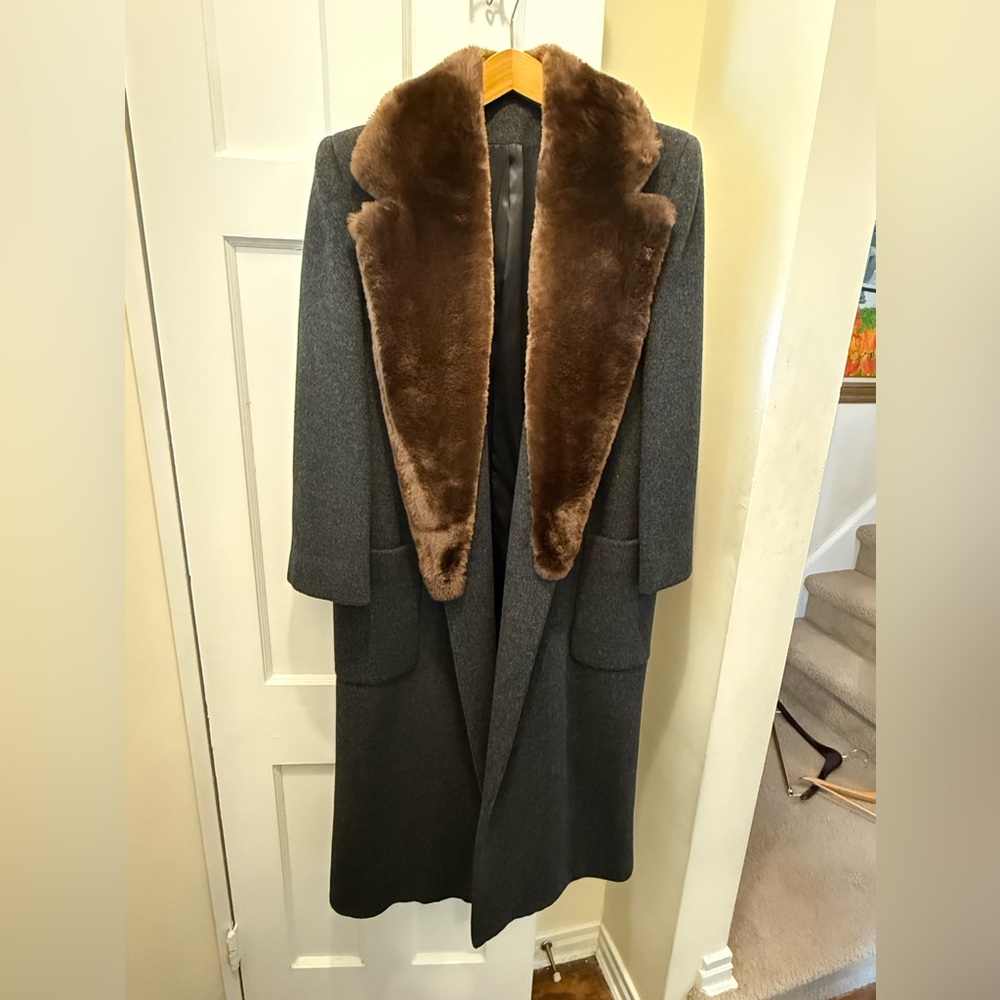 Saks Fifth Ave Wool Coat with Fur Collar